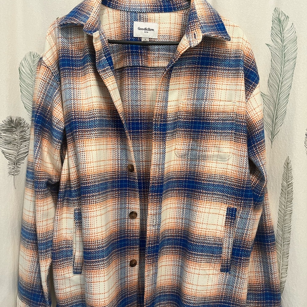 Goodfellow & Co Blue and Orange Checkered Shirt